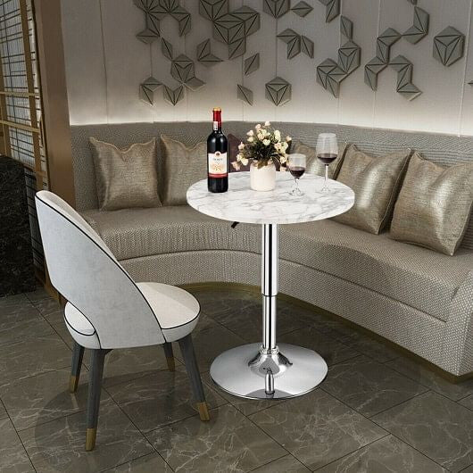 360 Swivel Cocktail Pub Table with Sliver Leg and Base-Black-4